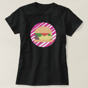 Cheeseburger Hot Pink Ombre Streifen T-Shirt