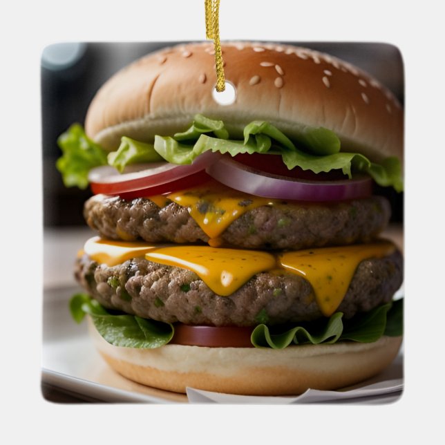 Cheeseburger Keramikornament (Vorderseite)