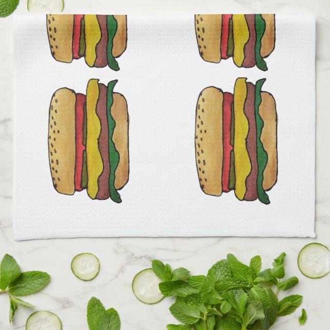 Cheeseburger Kitchen Towel Geschirrtuch (Gefaltet)