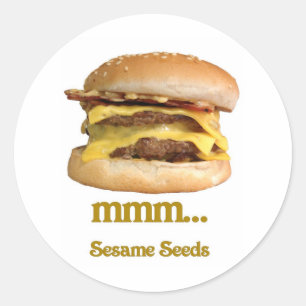 Cheeseburger - mmm..Sesamsamen Runder Aufkleber