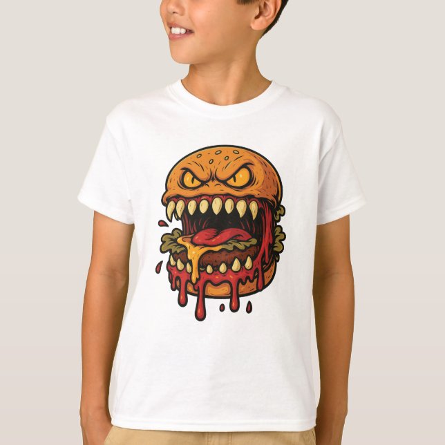 Cheeseburger-Monster-Kinder-T-Shirt T-Shirt (Vorderseite)