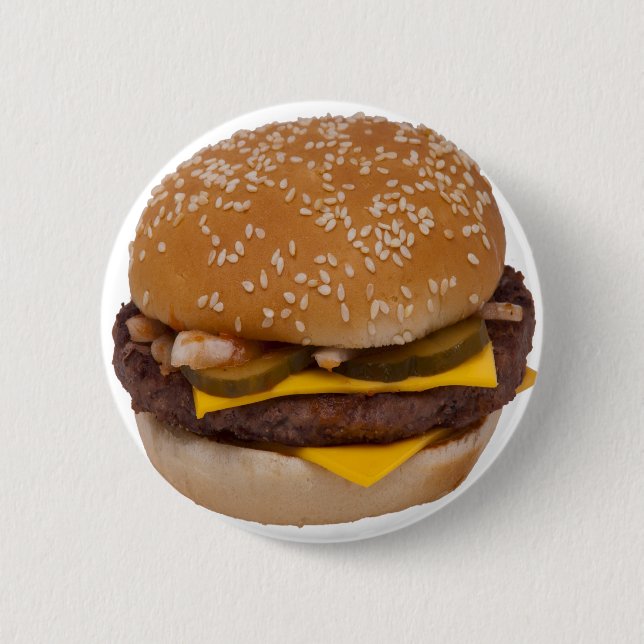 Cheeseburger On Sesame Seed Bun Button (Vorderseite)