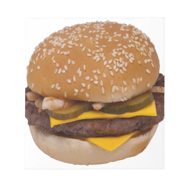 Cheeseburger On Sesame Seed Bun Notizblock (Vorderseite)