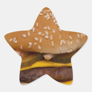 Cheeseburger On Sesame Seed Bun Stern-Aufkleber