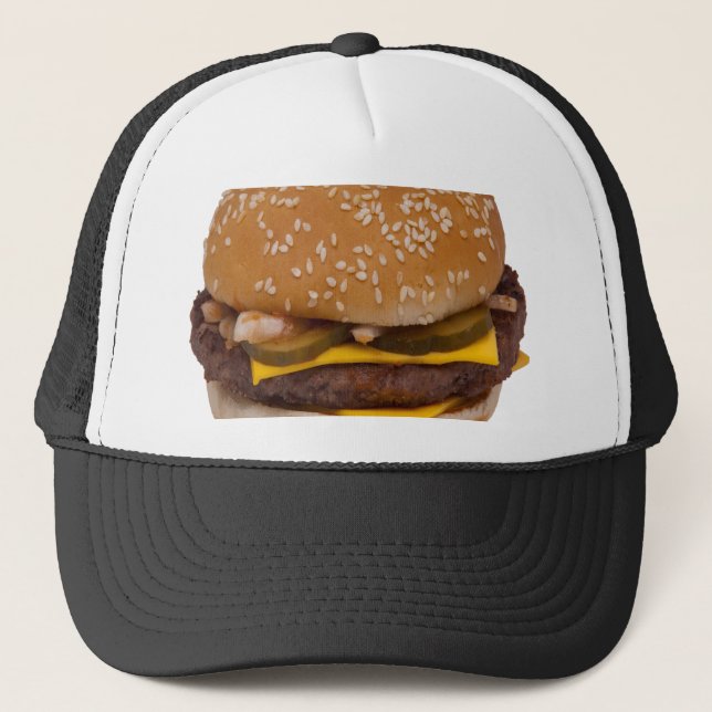 Cheeseburger On Sesame Seed Bun Truckerkappe (Vorderseite)