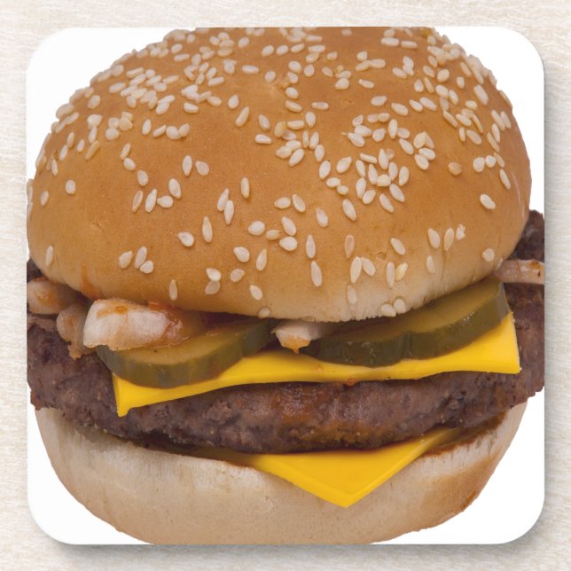 Cheeseburger On Sesame Seed Bun Untersetzer (Vorderseite)