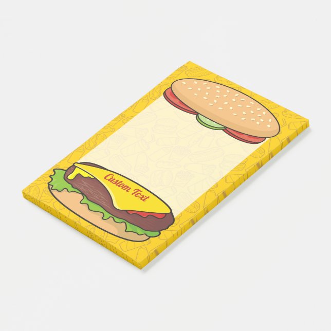 Cheeseburger Post-it Klebezettel (angewinkelt)