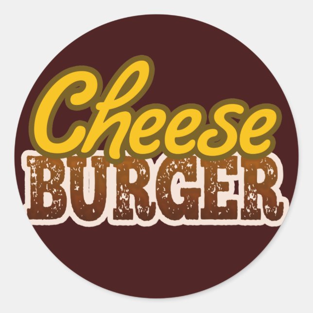 Cheeseburger Text Design Runder Aufkleber (Vorderseite)
