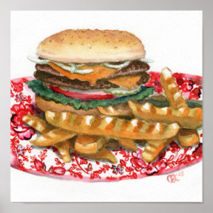 Cheeseburger über Chintz Poster