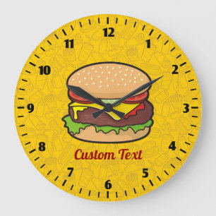 Cheeseburger-Uhr Große Wanduhr