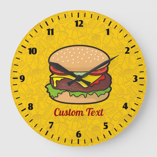 Cheeseburger-Uhr Große Wanduhr (Vorderseite)