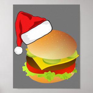 Cheeseburgers Hamburger Weihnachtsmannmütze Matchi Poster