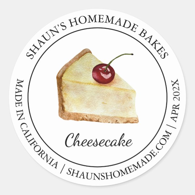 Cheesecake Dessert Backen Modernes Label Runder Aufkleber (Vorderseite)