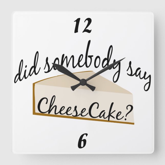 Cheesecake Wall Clock Quadratische Wanduhr (Vorderseite)