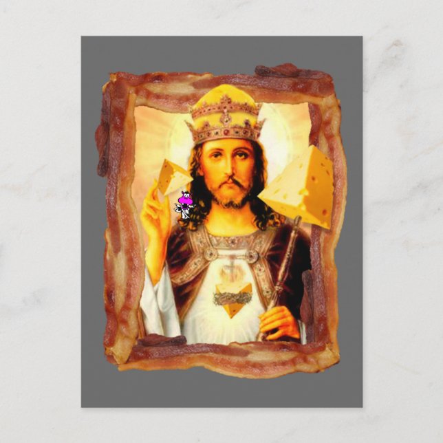 Cheesus Bacon Christ Postkarte (Vorderseite)