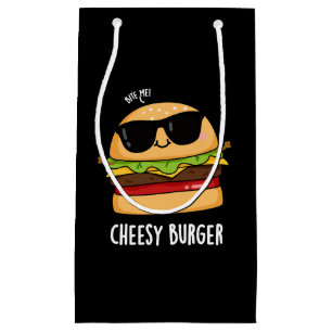 Cheesy Burger Funny Food Puns Dark BG Kleine Geschenktüte