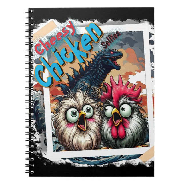 "Cheesy Chicken Selfies" T-Rex Spiral Notebook (Ed Notizblock (Vorderseite)
