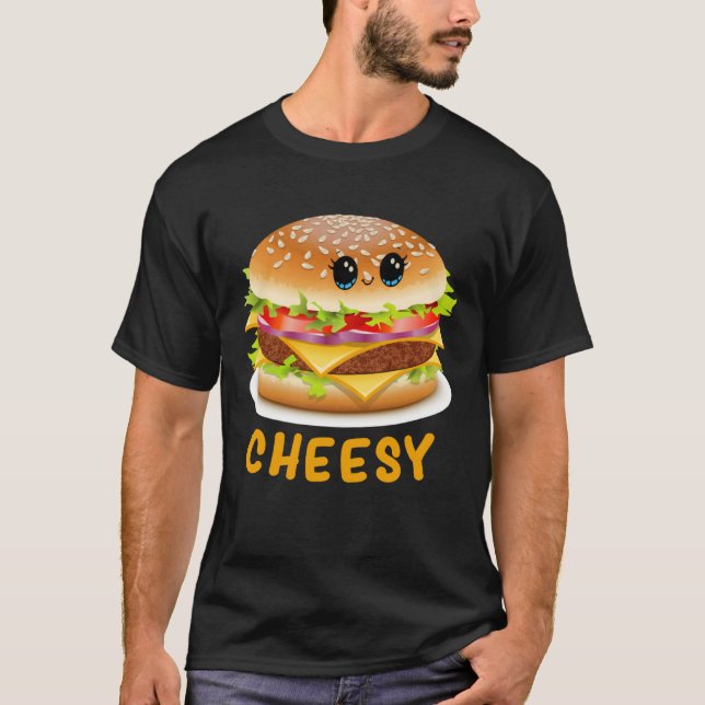 Cheesy Cute  Cheese Burger Food Pun T-Shirt (Vorderseite)