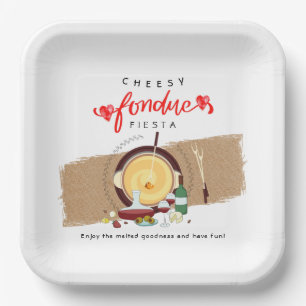 Cheesy Fondue Fiesta Hearts Pot Fondue Party Pappteller