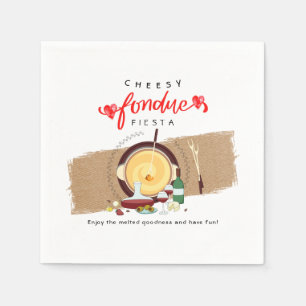 Cheesy Fondue Fiesta Hearts Pot Fondue Party Serviette