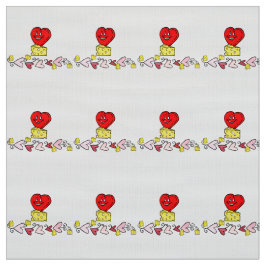 Cheesy Kisses Red Hearts Fabric Stoff