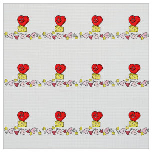Cheesy Kisses Red Hearts Fabric Stoff