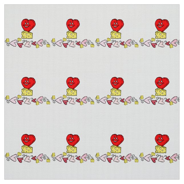 Cheesy Kisses Red Hearts Fabric Stoff (Muster)
