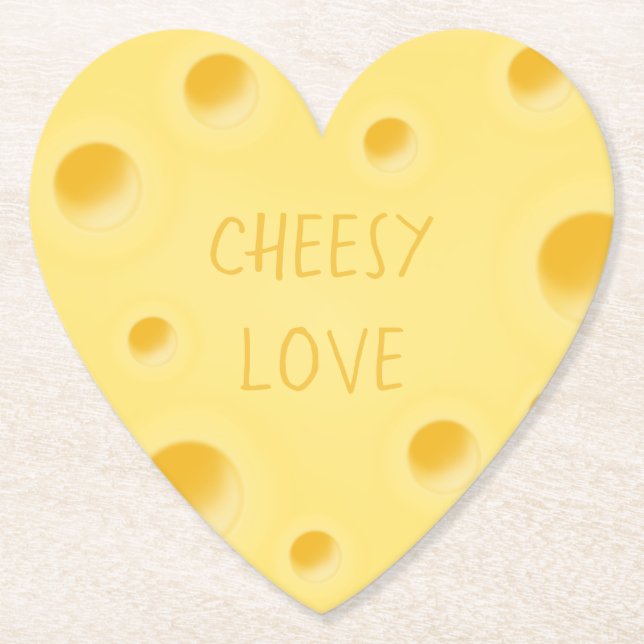 "Cheesy Liebe" Adorable Custom Schweizer Käse Herz Untersetzer (Vorderseite)