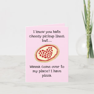 Cheesy Lieferwagen Line Pizza Valentine Feiertagskarte