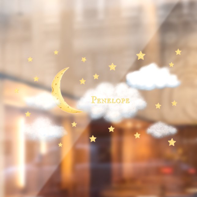 Cheesy Moon & Stars Personalisiert Fluffy Cloud Ki Fensteraufkleber (Blatt 2)
