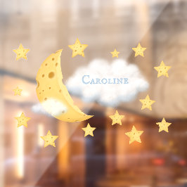 Cheesy Moon & Stars Personalisiert Fluffy Cloud Ki Fensteraufkleber