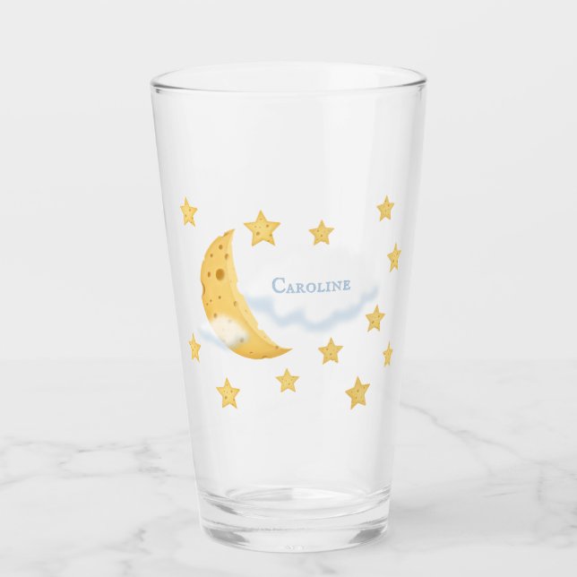 Cheesy Moon & Stars Personalisiert Fluffy Cloud Ni Glas (Vorderseite)