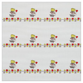 Cheesy Mousey Kisses Red Hearts Fabric Stoff