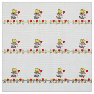 Cheesy Mousey Kisses Red Hearts Fabric Stoff