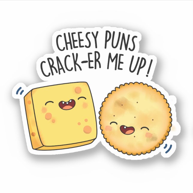Cheesy Puns Crack-er Me Up Funny Cheese Puff Aufkleber (Vorderseite)