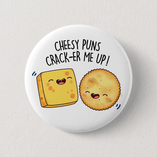 Cheesy Puns Crack-er Me Up Funny Cheese Puff Button (Vorderseite)