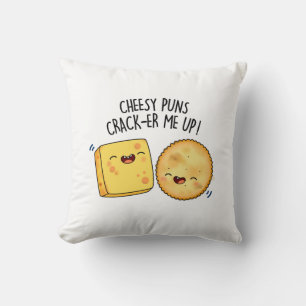 Cheesy Puns Crack-er Me Up Funny Cheese Puff Kissen