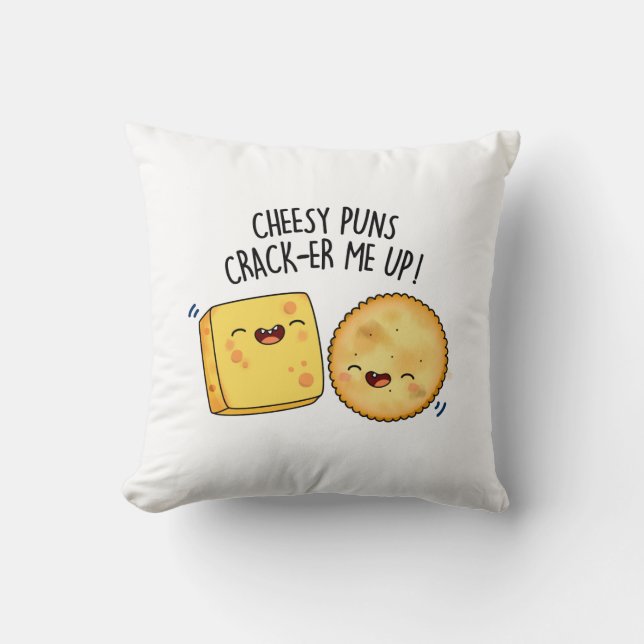 Cheesy Puns Crack-er Me Up Funny Cheese Puff Kissen (Vorderseite)