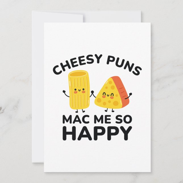 Cheesy Puns Mac Me so glücklich Dankeskarte (Vorderseite)