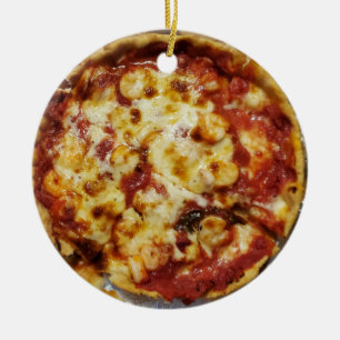 Cheesy Shrimp Deep Dish Pizza Weihnachten Keramik Ornament