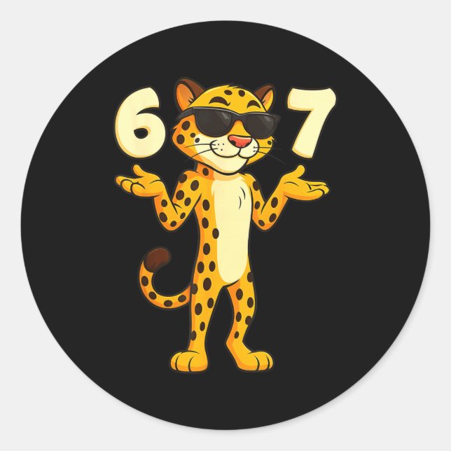 Cheetah 67 Meme Funny Kids Teens Gen Alpha Slang 6 Runder Aufkleber (Vorderseite)