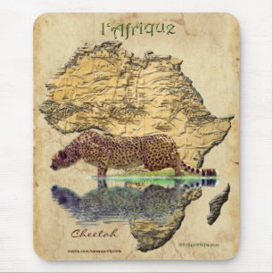 Cheetah & Africa Map Big Cat Wildlife Art Mousepad