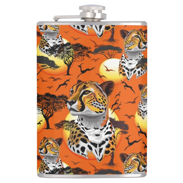 Cheetah African Feline Wild Animal Flachmann (Vorderseite)