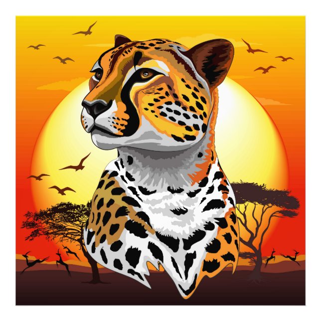 Cheetah African Feline Wild Animal Fotodruck (Vorne)