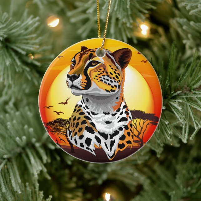 Cheetah African Feline Wild Animal Keramik Ornament (Baum)
