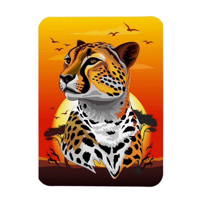 Cheetah African Feline Wild Animal Magnet (Vertikal)