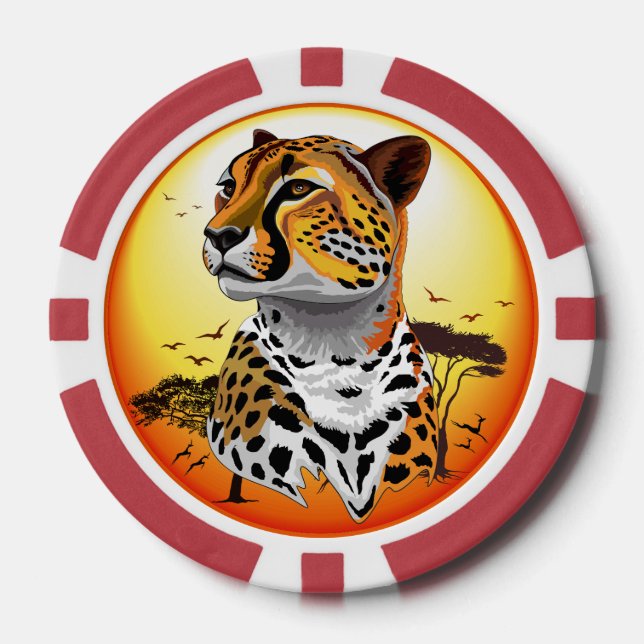 Cheetah African Feline Wild Animal Pokerchips (Vorderseite)