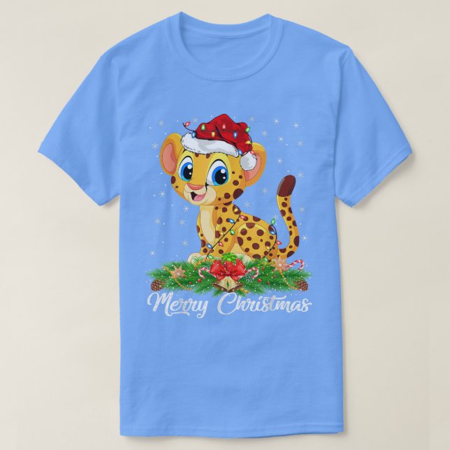Cheetah Animal Lover Matching Weihnachtsmannmütze  T-Shirt (Design vorne)