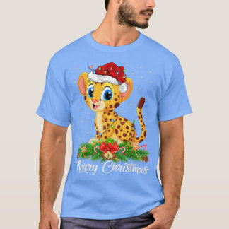 Cheetah Animal Lover Matching Weihnachtsmannmütze  T-Shirt