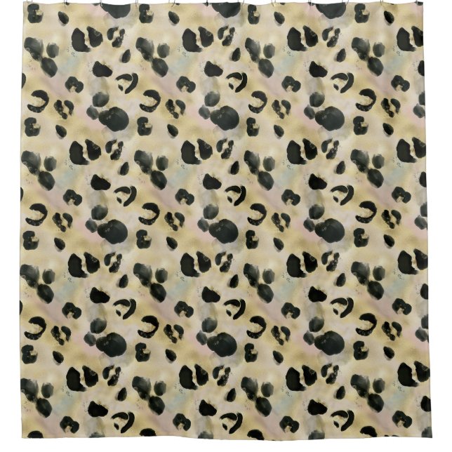 Cheetah Animal Print Black, Gold Duschvorhang (Vorderseite)